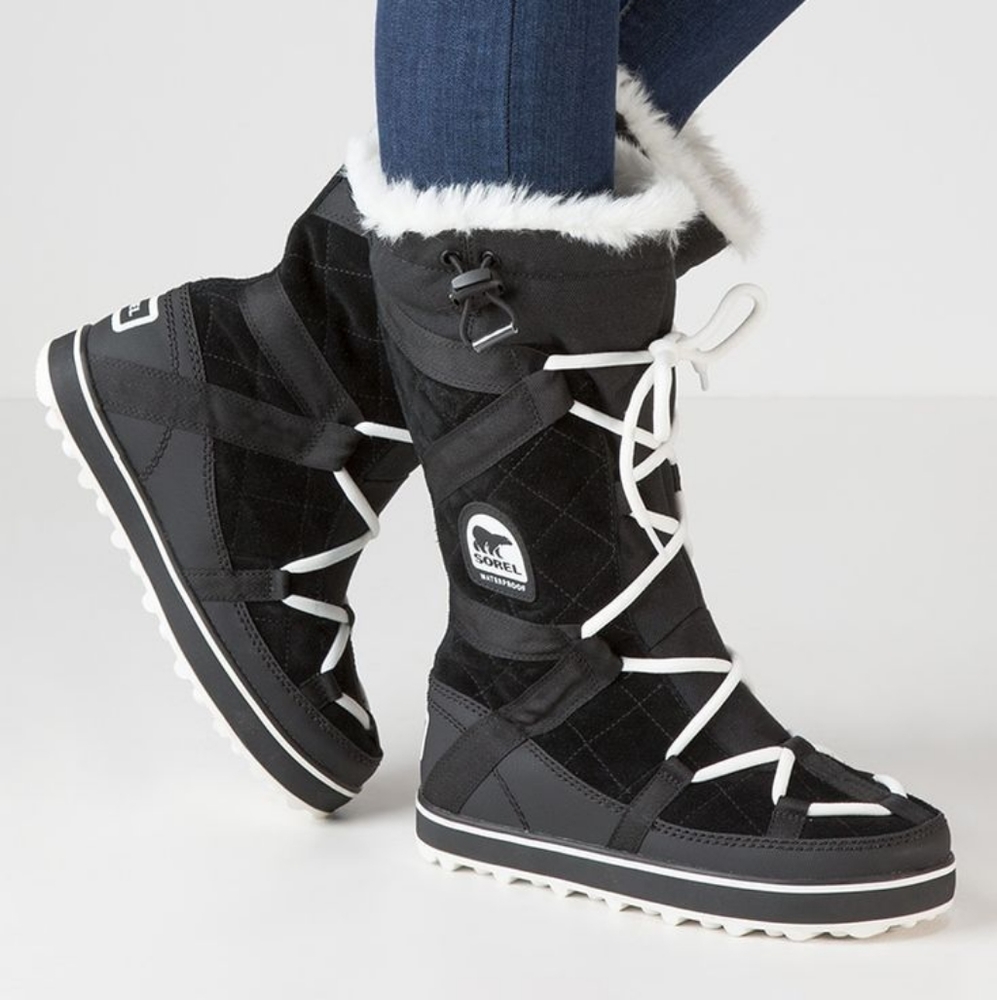 Sorel Women's Glacy Explorer Waterproof Winter Snow Boots Black SZ 7 *Like NEW*